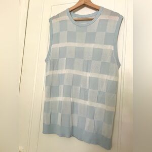 Sheer baby blue Checkered vest | size Large